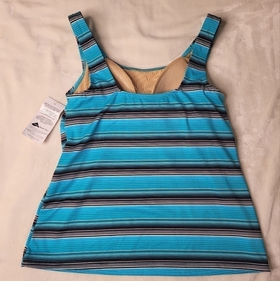 LL Bean Swim Top. Ladies Size 4. Blue & Black Stripes. New - Picture 6 of 6